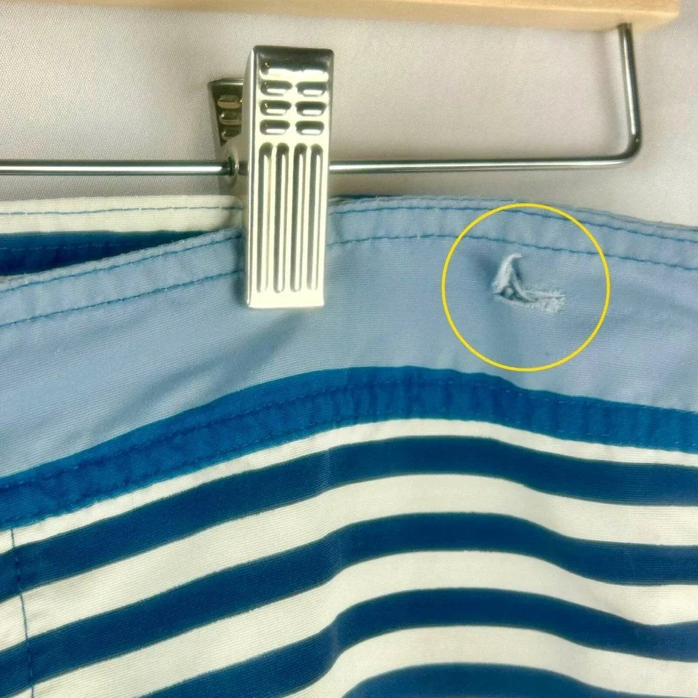 Patagonia Swim Trunks Board Shorts Men 32‎ Blue Coral Stripe Cargo Pocket Beach